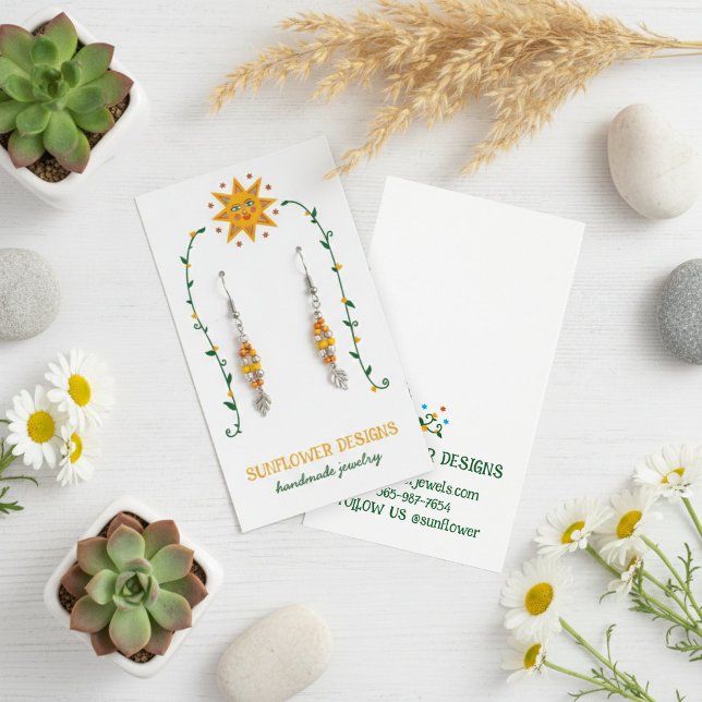 BOHO SOL Flowers Earring Jewelry Visning Card Visitkort (BOHO SUN Hand-drawn Flowers Earring Jewelry Display Card
)