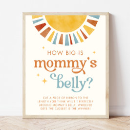 Boho Sol Hur stor är Mamma Belly Game Sign Poster