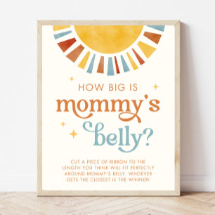 Boho Sol Hur stor är Mamma Belly Game Sign Poster