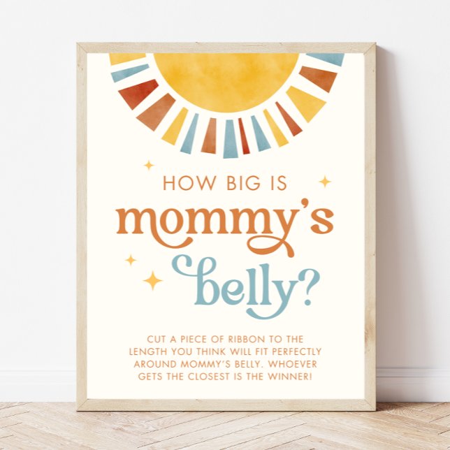Boho Sol Hur stor är Mamma Belly Game Sign Poster (Skapare uppladdad)