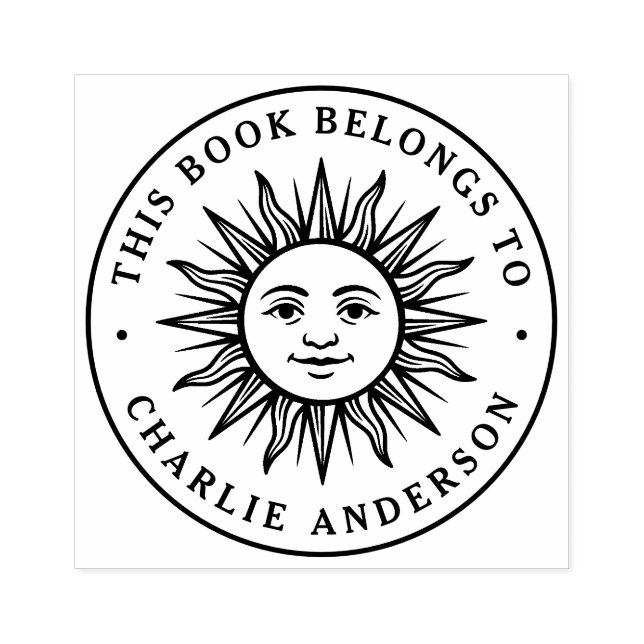 Boho sol karaktär bokmärke bibliotek bok stämpel (Tryck)