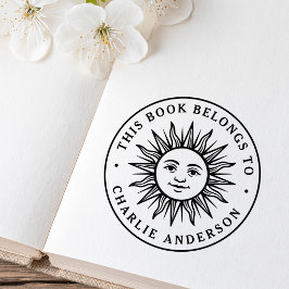 Boho sol karaktär bokmärke bibliotek bok stämpel