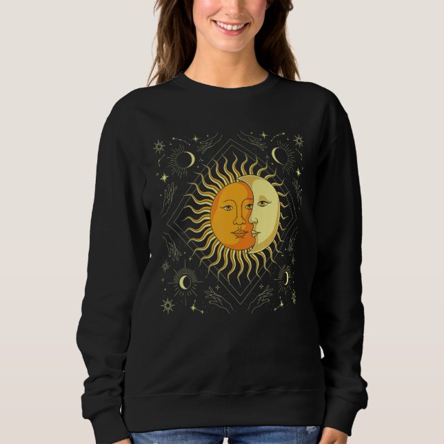 Boho Sol Måne Himmelsk Kropp Astronomi Universum  T Shirt (Framsida)