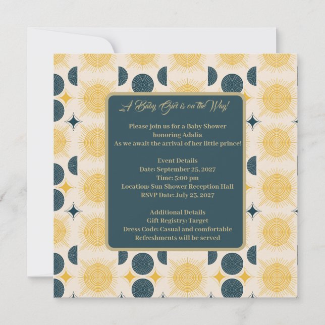 Boho Sol Måne Stars Blue Gult (Framsida)