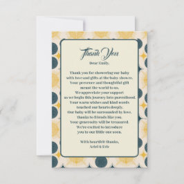 Boho Sol Måne Stars Blue Gult Baby Shower Tack Kort