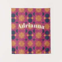 Boho Sol Måne Stars Rosa Blue Gult