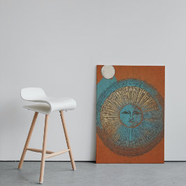 Boho Sol Måne utskrivbara väggkonst Poster