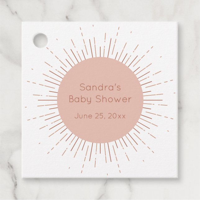 Boho Sol Modern Baby Shower Gåvor Etiketter (Framsida)