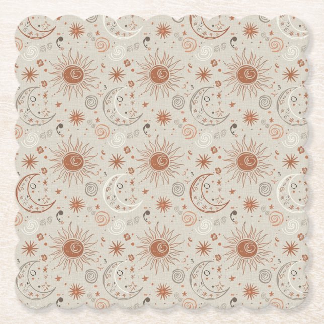 Boho sol- och månmönster underlägg papper (Framsida)