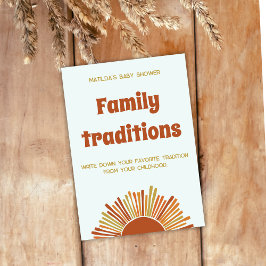 Boho Sol Retro Family Tradition Baby Shower Game Kort