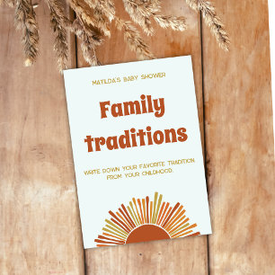 Boho Sol Retro Family Tradition Baby Shower Game Kort