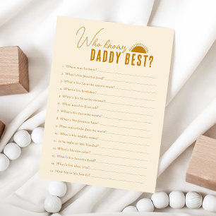 Boho Sol som känner pappa Baby Shower Game Card Inbjudningar