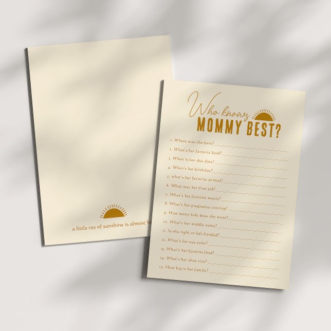 Boho Sol som känner till Mamma Baby Shower Game Ca Inbjudningar (Skapare uppladdad)