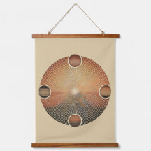"Boho Sol Wall Tapestry - Golden Sunburst with Ear