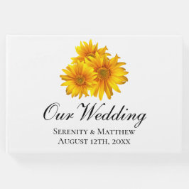 Boho Solblommor Land Gult Blommigt Bröllop Gästböcker