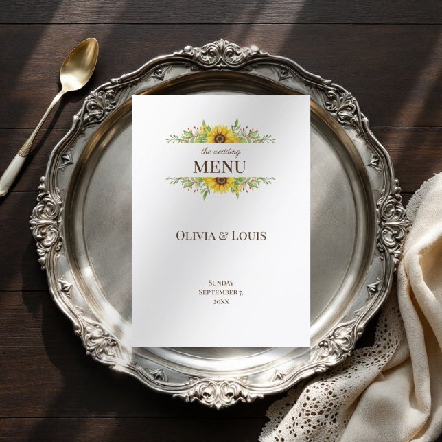 Boho solblommor romantic sommmertime bröllop meny (Skapare uppladdad)