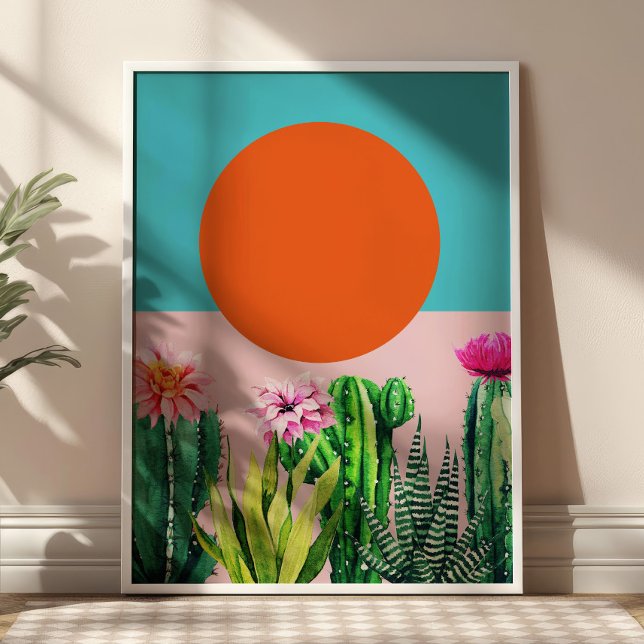 Boho Solnedgång Retro Blommig Abstrakt Collage Poster (Skapare uppladdad)