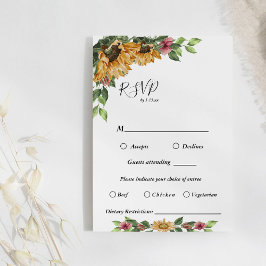 Boho Solros Bröllop Menu Choice OSA kort
