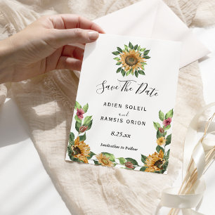 Boho Solros Bröllop spara datum Card Datumet