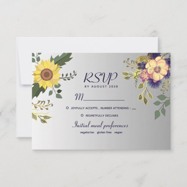 Boho Solros Bröllops RSVP-kort OSA Kort (Framsida)