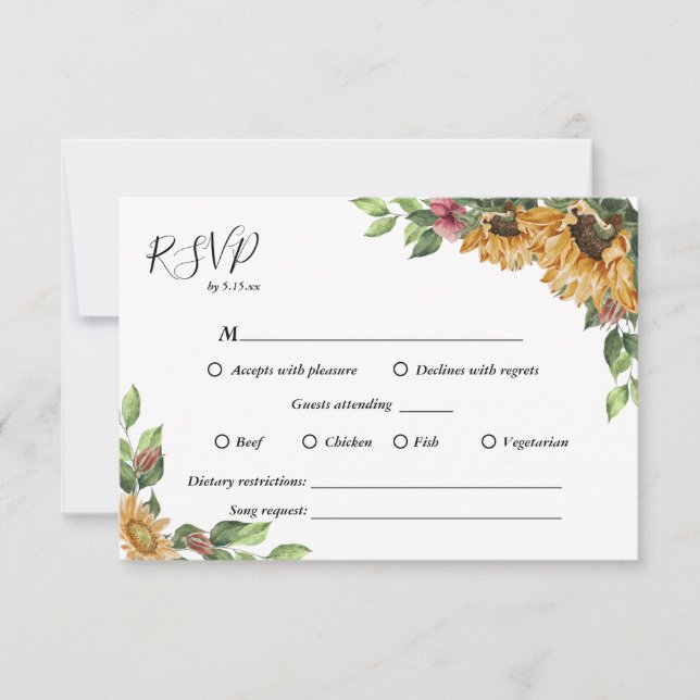 Boho Solros Complete Bröllop OSA Card (Framsida)