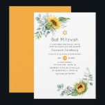 Boho Solros Eucalyptus Bat mitzvah Inbjudningar<br><div class="desc">Ljusblomma och eukalyptus vild greenery themed bat mitzvah inbjudan anpassade till dina händelsespecifikationer.</div>