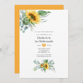 Boho Solros Eucalyptus Bridesmaids Luncheon Inbjudningar