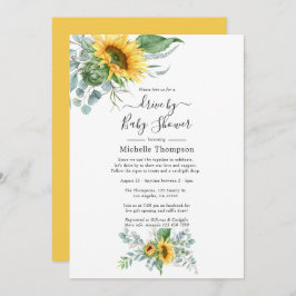 Boho Solros Eucalyptus Drive by Shower Inbjudningar