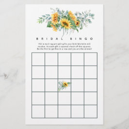 Boho solros eukalyptus bröllopsdusch bingo