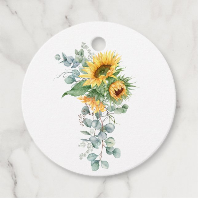 Boho solros eukalyptus gåvor etiketter (Framsida)