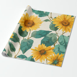 Boho solros gul blommönster vår sommar presentpapper