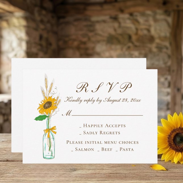 Boho solros land bröllop gul blomsterlig RSVP  OSA Kort (Skapare uppladdad)
