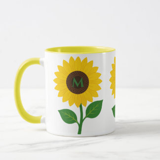 Boho solros present med anpassade initialer mugg