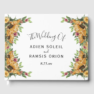 Boho Solros Rustic Wildblomma Bröllop Gästböcker