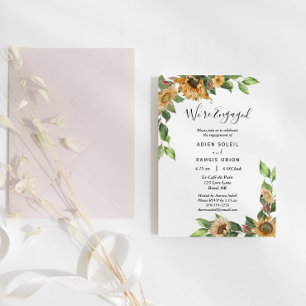 Boho Solros Rustic Wildblomma Vi är engagerade Inbjudningar