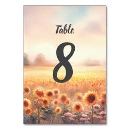 Boho Solros Rustik Akvarell Lantbröllop Bordsnummer