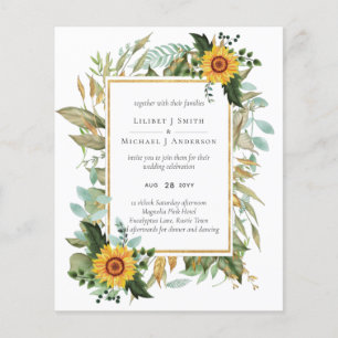 Boho Solros Sage Greenery Bröllop Flygblad