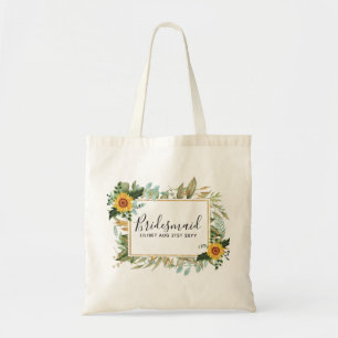 Boho Solros Sage Greenery Bröllop Tygkasse