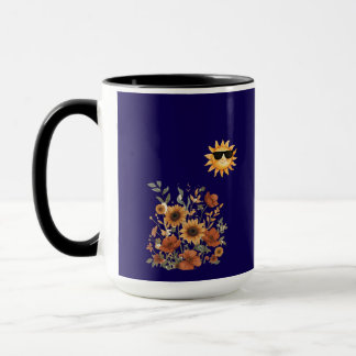 Boho solros stamningsmönster mugg – Varm solsken