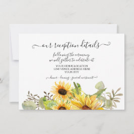 BOHO Solros Watercolor Blommigt Rustic Reception Inbjudningar