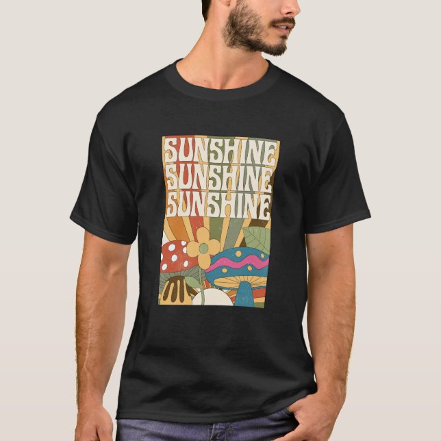 Boho solsken svamp växt blomma trädgård födosökand t shirt (Framsida)