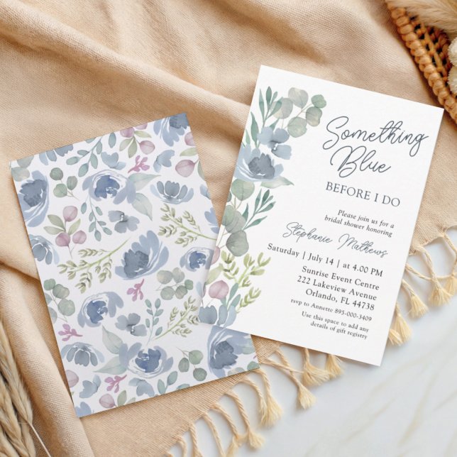Boho Something Blue Floral Shower Invitation Inbjudningar (Skapare uppladdad)