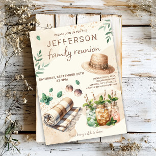 Boho sommar familjepicknick festinbjudan inbjudningar