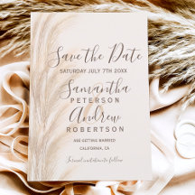 Boho sommar pampas gräs akvarell spara datum