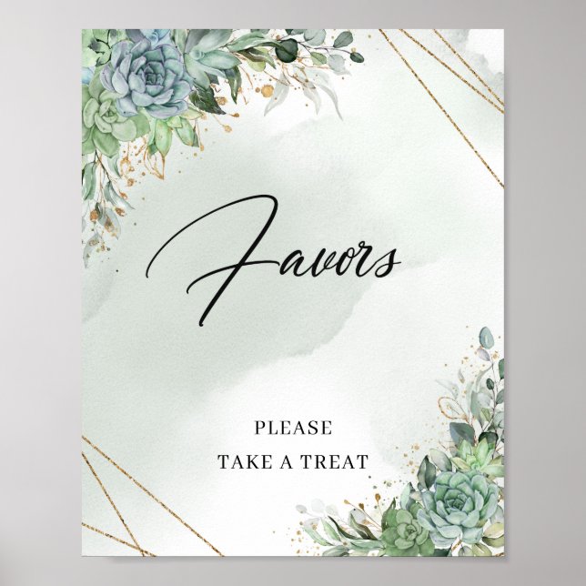 Boho sommar suckulent eukalyptus guld Favorer skyl Poster (Framsidan)