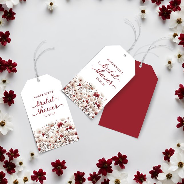 Boho sommar vild blom bröllopsfest presentetikett (Boho Summer Wildflower Bridal Shower Gift Tags)