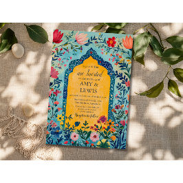 Boho sommarblå blomsterlig vigselinbjudan inbjudningar