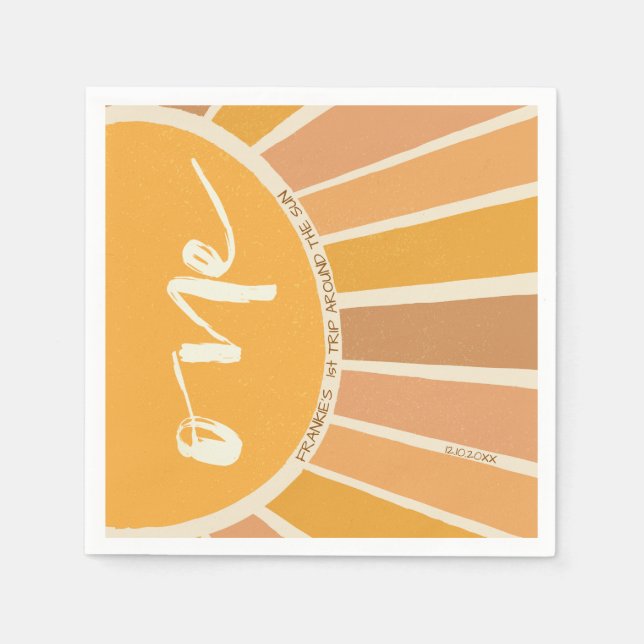 Boho-sommaren första Resa runt Sol-födelsedag Pappersservett (Framsidan)