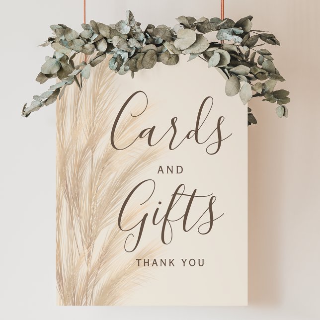 Boho sommarpampas gräs bröllop Card-presenter Poster (Boho summer pampas grass wedding Card gifts Poster)