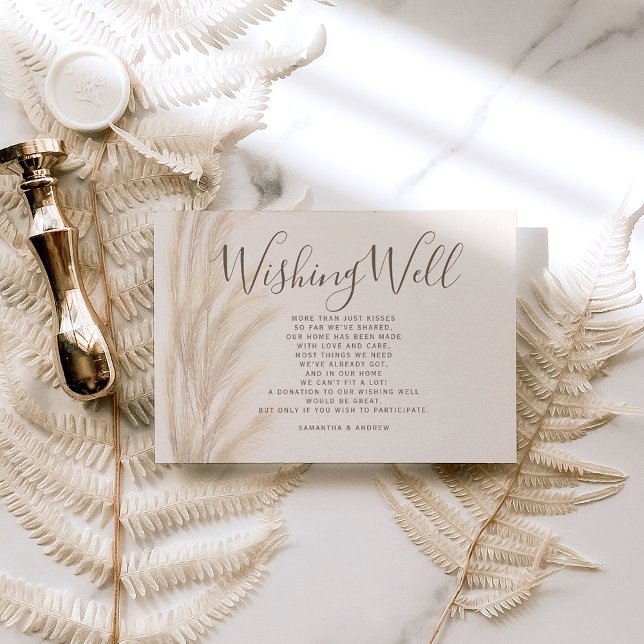 Boho sommarpampas-gräs som önskar sig bröllop tilläggskort (Skapare uppladdad)